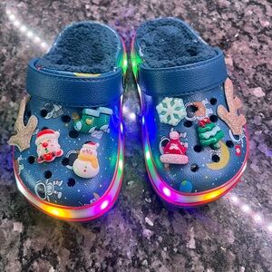Kids Blue Light-Up Clogs with Fun Charms